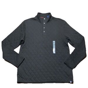 Chaps Quarter Snap Pullover Quilted Black Men’s Sz L NWT